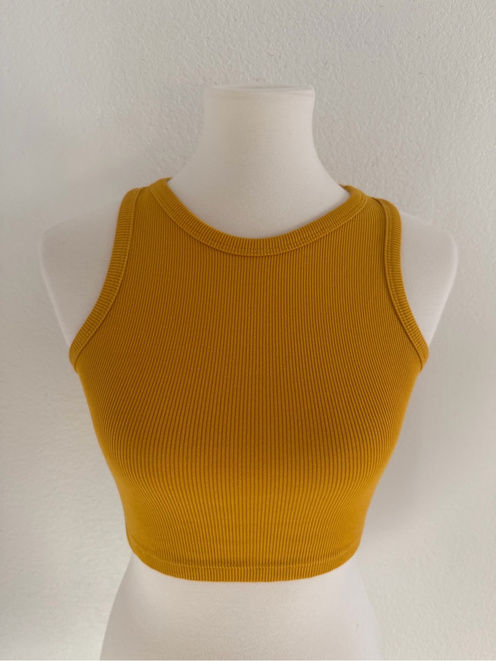 H&M Ribbed Crop Tank Top Mustard Yellow Size S